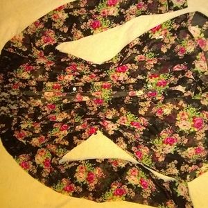 Beautiful button down lace silk floral